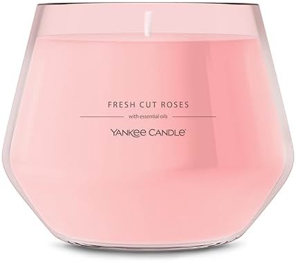 Yankee Candle Studio Scented Candle with up to 50 Hour Burn Time, Premium Plant Wax Blend for Consistent Burn, 10 oz Jar Candle with Room Filling Fragrance, Fresh Cut Roses (Pack of 1) - Product Image