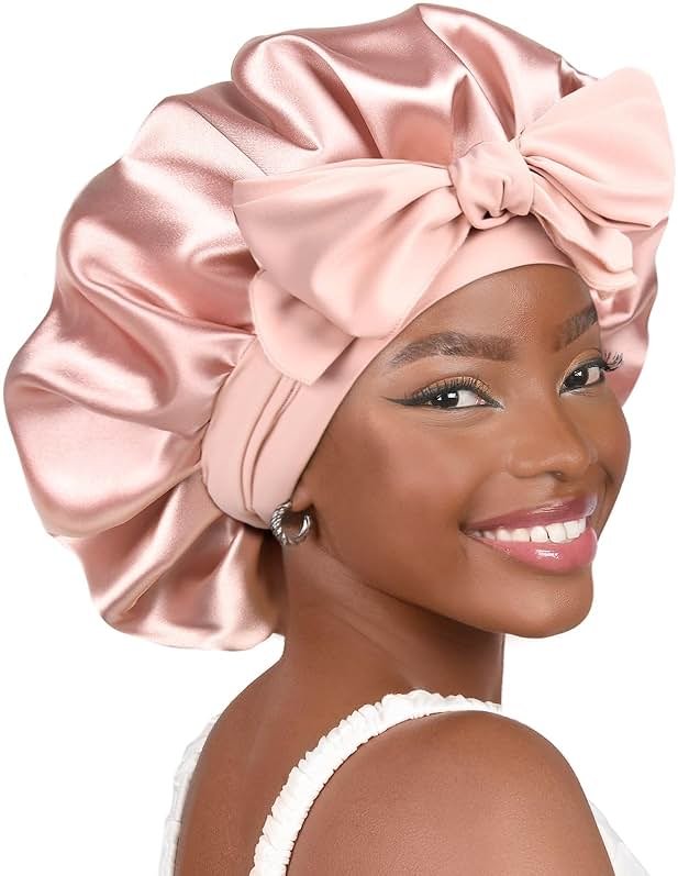 YANIBEST Adjustable Satin Bonnet for Sleeping Women Double Layer Hair Wrap Reduce Friction Prevent Frizz Natural Curly Hair - Product Image