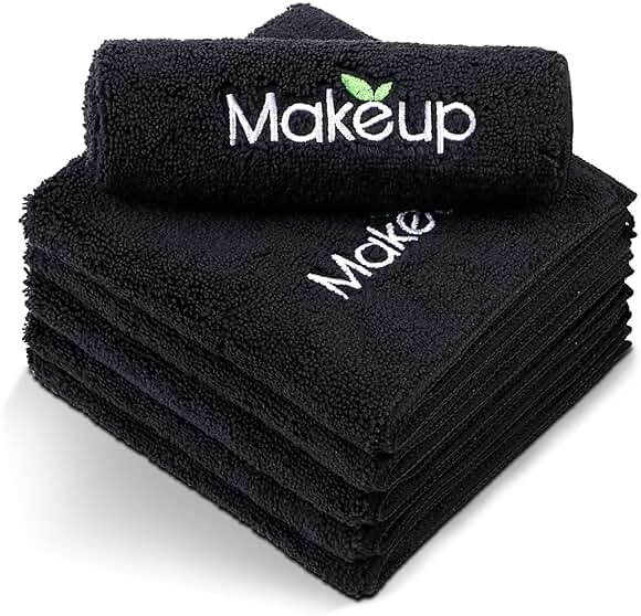 Orighty Microfiber Makeup Remover Cloths - Super Soft, Quick Dry Face Towels for Cleansing, 13 x 13 Inch, 6 Count, Black - Product Image