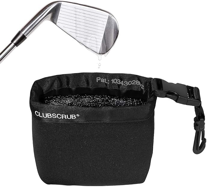 Club Scrub Golf Club and Golf Ball Cleaning Bag, Waterproof Clean Face Technology Liner, Detachable Clip, Machine Washable, Cleans Club Grooves, Dry Exterior (Neoprene or Microfiber Option Available) - Product Image