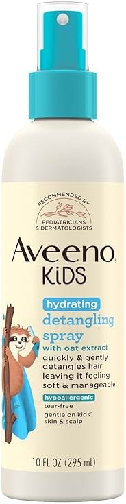 Aveeno Kids Hydrating Detangling Spray with Oat Extract, Quickly Detangles Hair, Tear-Free, Gentle on Sensitive Skin & Scalp, Detangler Spray for Kids, Hypoallergenic, 10 fl. oz - Product Image