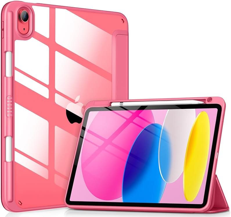 VIKESI Case for iPad (A16) 11-inch 2025 and iPad 10th Generation 10.9 Inch 2022, Clear Back and TPU Shockproof Frame Cover [Built-in Pencil Holder, Support Auto Sleep/Wake] - Watermelon - Product Image