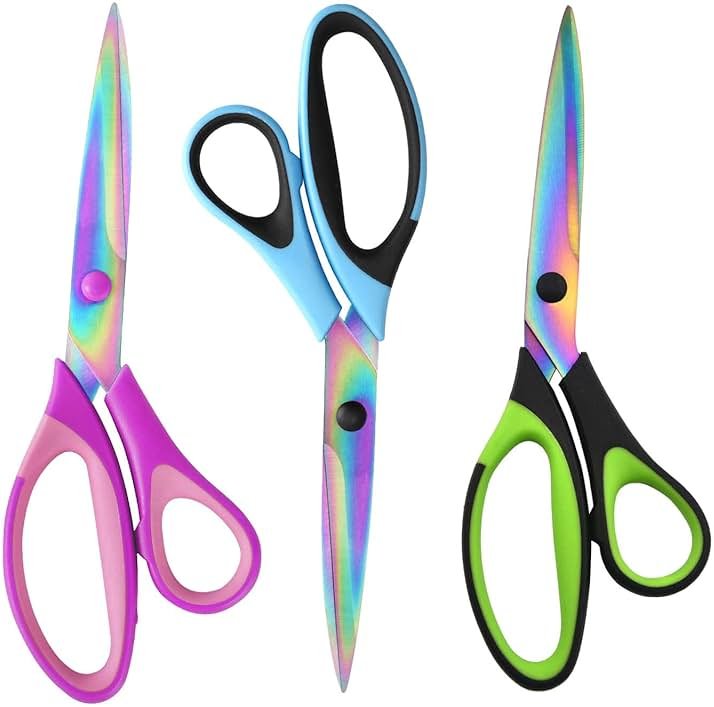 8.5" All-Purpose Scissors, 3-Pack Bulk Ultra Sharp Blade Shears, Comfort-Grip Sturdy Scissors for School, Office, Home, Sewing, Fabric, Craft Supplies, Right/Left Handed - Product Image