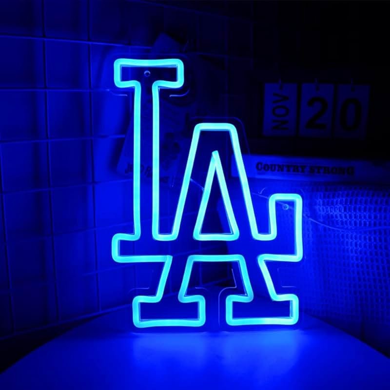 WonderfulLife Dodgers Neon Sign for Garage or Man Cave Decor,Gifts for Men With Dodge Baseball Team Logo,Blue Neon for Party,Bar,Dorm,Office Wall Art and Game Room Deco. - Product Image