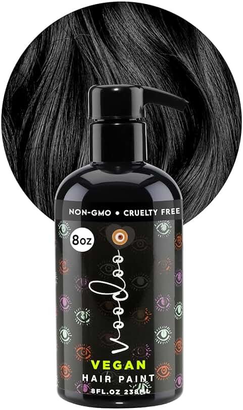 MOEHAIR Semi-Permanent Hair Color | Black Hair Dye 8 Oz | Temporary Hair Dye for Dark Hair | Voodoo Majestic Black Hair Color No Ammonia, Sulfate & Paraben | Vegan & Cruelty-Free | Drip-Free & Creamy - Product Image