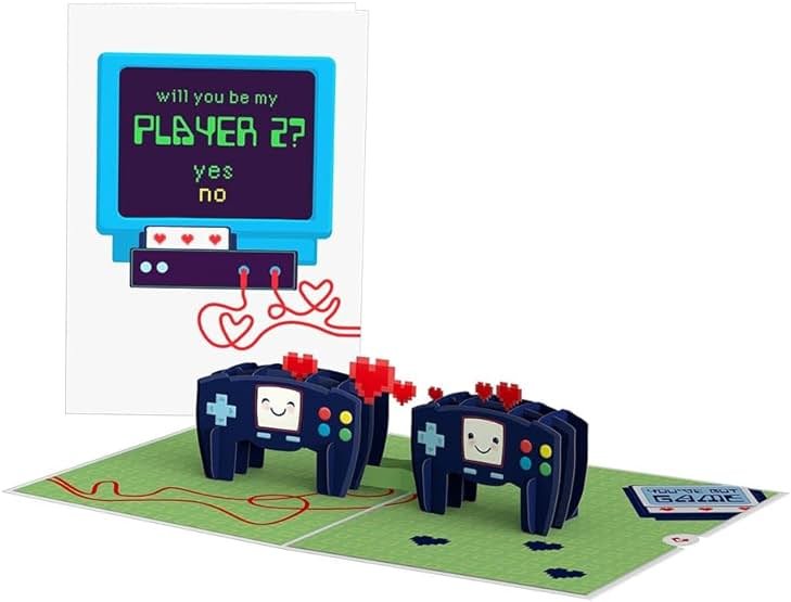 Lovepop Everyday Pop-Up Card for Her, Him - 3D Love Novelty Greeting Cards - Video Game Be My Player 2-5" x 7" - Blank Notecard & Envelope Included - Product Image