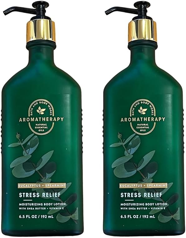 Bath and Body Works Stress Relief Eucalyptus Spearmint Gift Set of 2-6.5 Ounce Moisturizing Body Lotion with Shea Butter and Vitamin E - Product Image
