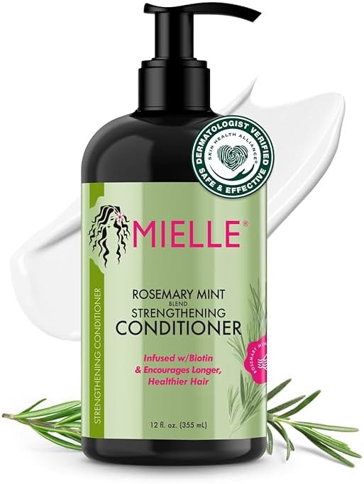 Mielle Organics Rosemary Mint Strengthening Hair Conditioner for Women & Men - Biotin Infused Detangling & Hydrating Conditioner to Increase Manageability & Support Longer, Healthier Strands, 12 oz - Product Image