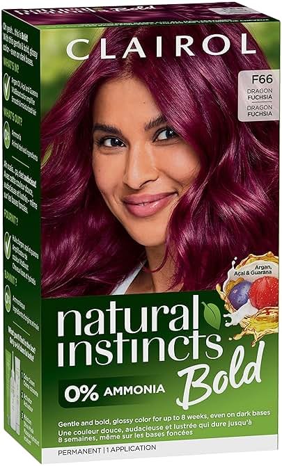 Clairol Natural Instincts Bold Permanent Hair Dye, F66 Dragon Fuchsia Hair Color | Ammonia-Free with Argan Oil | Gentle, Bold Glossy Color for Up to 8 Weeks, Even on Dark Bases | Pack of 1 - Product Image