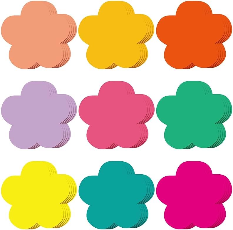 Geyee 108 Pcs Colorful 3.5 Inch Flower Cutouts Paper Spring Summer Bulletin Board Decorations Flowers Die Cut for Crafts DIY Teachers School Office Chalkboard Wall Decor - Product Image