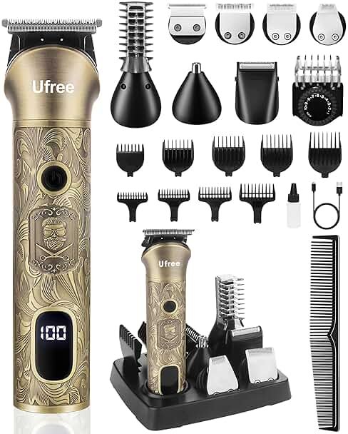 Ufree Beard Trimmer for Men, Electric Razor Shaver, Cordless Hair Clipper Shaving Kit for Mustache Body Nose Ear Hair Facial, Adjustable Beard Grooming Kit Father Birthday Gifts for Men Husband Dad - Product Image