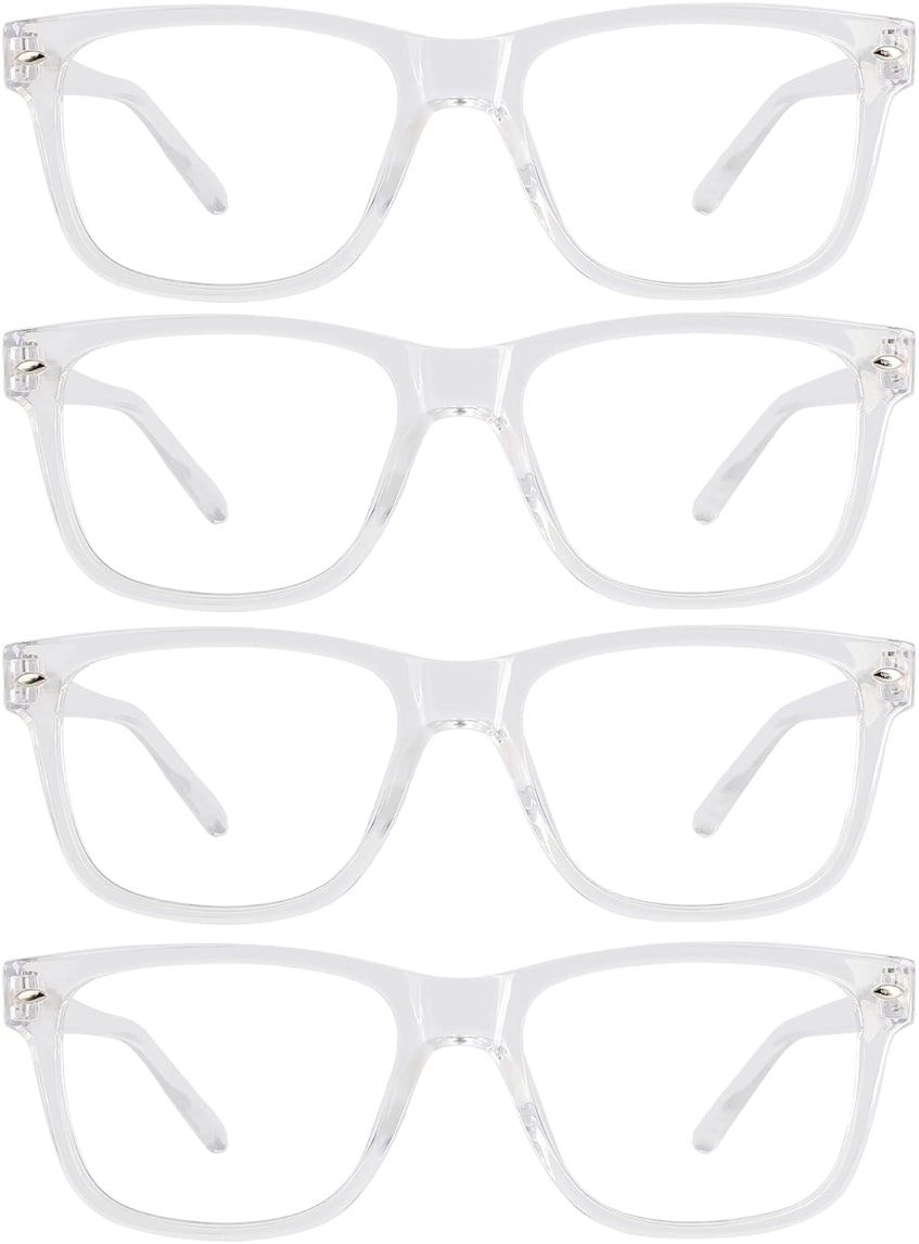 WEMOOTANTS 4 Pack Reading Glasses with Spring Hinges, Rectangle Readers for Women Men 1.0 1.25 1.5 1.75 2.0 to 4.0 - Product Image