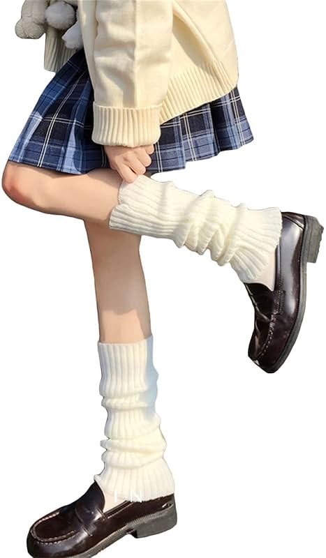 Fernvia Womens Lolita Knit Long Socks Leg Warmers Harajuku Japanese Kawaii Boot Socks Winter Ankle Heap Sock - Product Image
