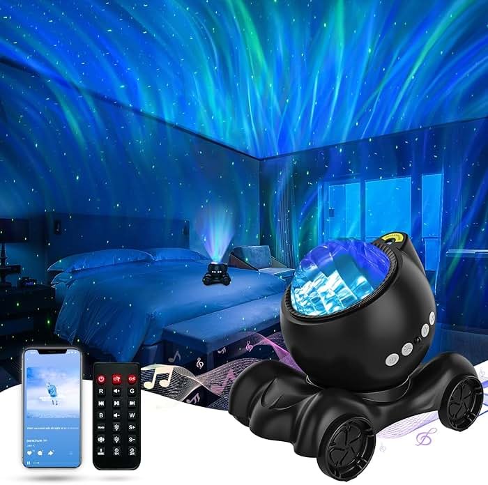 ENOKIK Northern Light Projector, Aurora Star Projector Built-in Bluetooth Speaker, White Noise Machine for Kids Adults, Galaxy Light for Bedroom/Ceiling/Party/Gift (Black) - Product Image