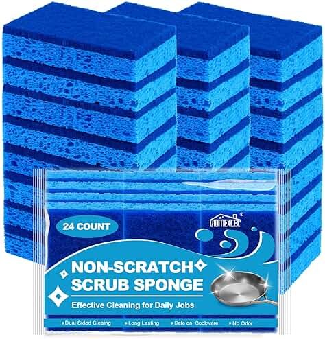 HOMEXCEL Sponges Kitchen 24pcs, Non-Scratch Scrub Dish Sponge Safe on Non-Stick Cookware, Dual Sided Cleaning Sponges for Kitchen, Household, Bathroom and More - Product Image