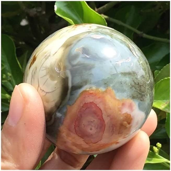 WGPHD Health & Household Natural Polished Ocean Jasper Crystal Ball Healing Quartz Crystal Spheres Ornaments Gifts for Chakra Home Decoration - Product Image