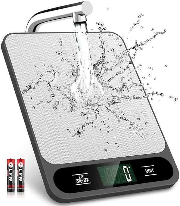 Mik-Nana Food Scale, 10kg/22lb Digital Kitchen Scale Weight Grams and Ounces for Baking Cooking Coffee Package Postage, 6 Units with Tare Function, LCD Display, Easy Clean Stainless Steel - Product Image