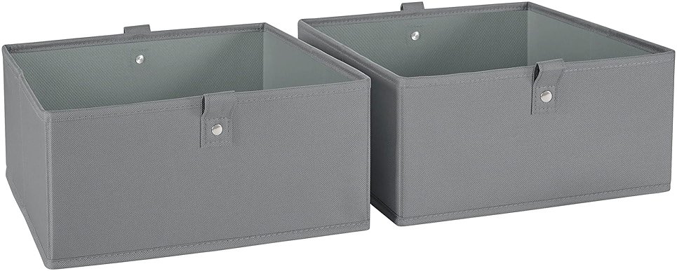 RiverRidge Kids 2pc Folding Storage Bins Set - 10.5” Bin Organizers with Handles - Gray Closet Organizer and Storage for Toys, Games, Shoes - Foldable Cube Storage Organizer Bins for Playroom, Nursery - Product Image