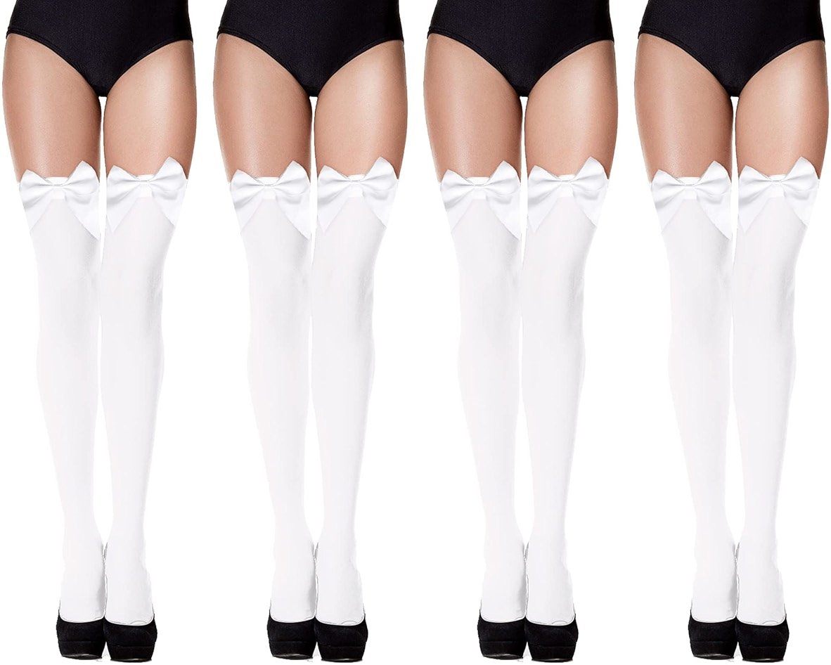Hillban Womens Satin Bow Thigh Highs Stockings over Knee for Women Daily Wear Costume Accessory - Product Image