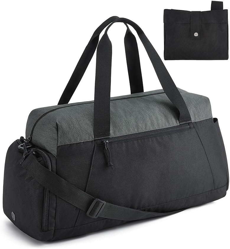 BAGSMART Gym Bags for Men Women, Foldable Travel Duffle Bag, Lightweight Weekender Duffel Bag With Shoe Compartment, Water Resistant Workout Duffle Sports Bag for Travel Yoga, Black - Product Image
