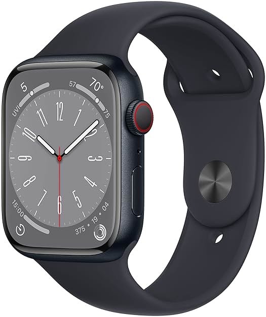 Apple Watch Series 8 [GPS + Cellular, 45mm] - Midnight Aluminum Case with Midnight Sport Band, M/L (Renewed) - Product Image