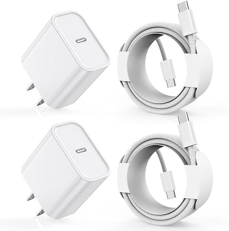 Charge for iPhone 16/15 Charger,Fast Charging iPhone 16/15 2Pack Type C Wall Charge Adapter USB C Charger Block 6FT USB-C to C Woven Cable for Apple iPhone 16 Pro Max/iPhone 15 Plus,iPad Pro/Air/Mini - Product Image
