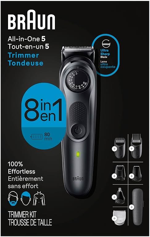 Braun All-in-One Style Kit Series 5 5471, 8-in-1 Trimmer for Men with Beard Trimmer, Body Trimmer for Manscaping, Hair Clippers & More, Ultra-Sharp Blade, 40 Length Settings, Waterproof - Product Image