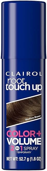 Clairol Root Touch-Up Color + Volume 2-in-1 Temporary Hair Coloring Spray, Medium Brown Hair Color, Pack of 1 - Packaging May Vary - Product Image