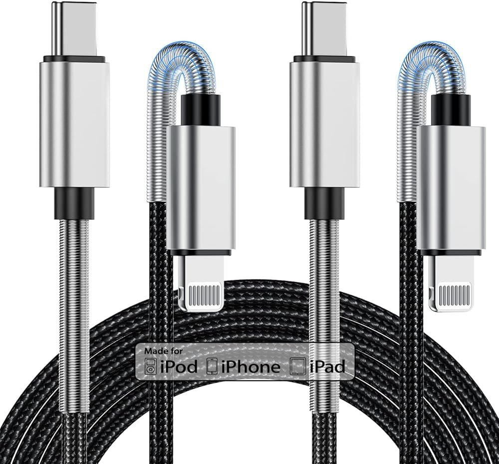 2Pack 10ft iPhone Fast Charger Cable, [Apple MFi Certified] Long USB C to Lightning Cable 10 Foot, High Fast 10 Feet Apple Charging Cord for Apple iPhone 14/14 Pro Max/13 Mini/12/11/XS/XR/8/7Plus,iPad - Product Image