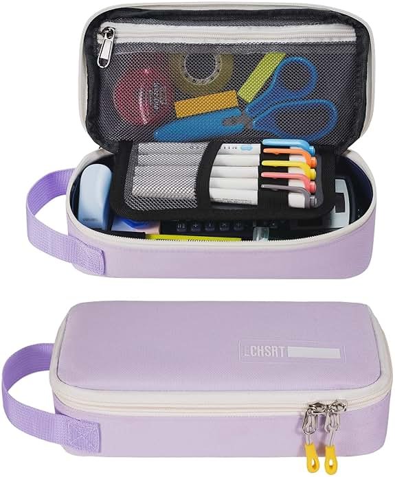 ECHSRT Large Pencil Case, Aesthetic Pen Pouch with Big Capacity, Minimalist Portable Stationery Bag with Handle for Office Organizer Aesthetic Pencil Cases - Product Image