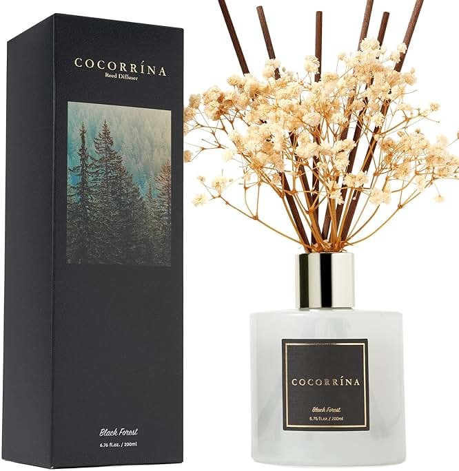 Cocorrína Reed Diffuser Sets, 6.7 fl oz. Black Forest Diffuser with Sticks Home Fragrance Reed Diffuser for Bathroom Shelf Decor - Product Image
