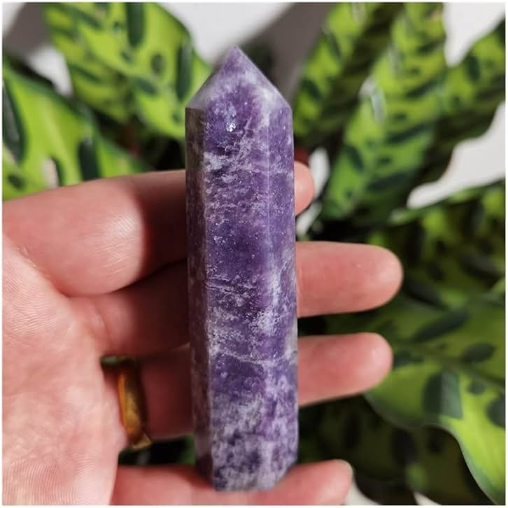 Health & Household 1PC Natural Crystal Lepidolite Column Crystal Point Quartz Mineral Stone Healing Obelisk Wand Home Decor DIY Gift Decoration - Product Image