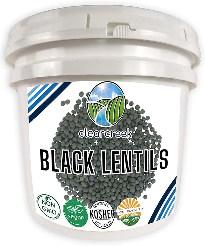 CLEAR CREEK Black Lentils | Caviar or Beluga Lentils | 25 lb Bucket | Non-GMO | Kosher | Vegan | Non-Irradiated - Product Image