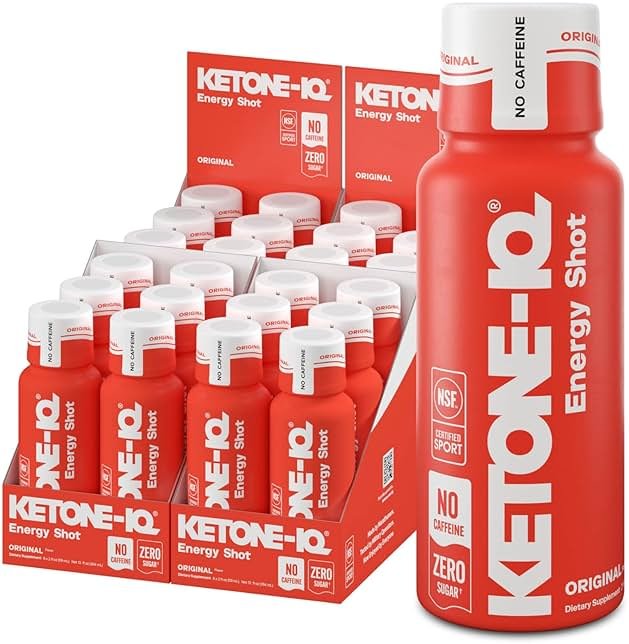Ketone-IQ No Caffeine Exogenous Ketones Energy Shots - 24 Pack of Caffeine Free Energy Drinks with 10g Ketones - Sugar Free, Salt Free, and All Natural (Original) - Product Image