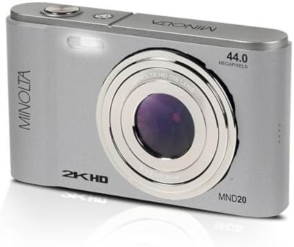 Minolta MND20 44MP Digital Camera – 2.7K Ultra HD Video, 16X Digital Zoom, Anti-Shake Stabilization, Time Lapse, Face Detection, 2.9-inch LCD Display – Lightweight Compact Camera (Silver) - Product Image