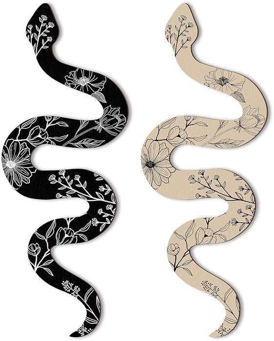 Gerrii Set of 2 Earthy Room Decor Wall Art Boho Witchy Wooden Snake Decor Natural Aesthetic Wall Hanging Boho Art for Apartment Bedroom Living Room(Crawl) - Product Image