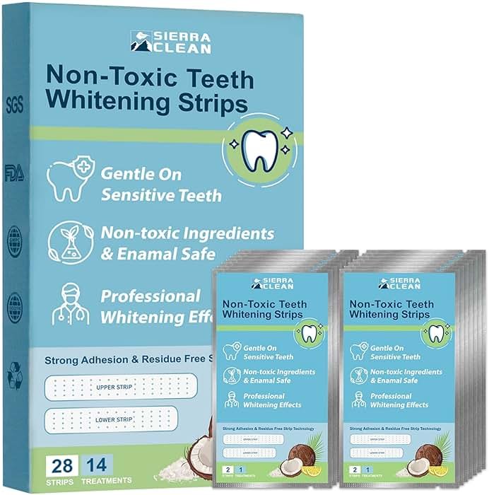 Sierra Clean Teeth Whitening Strips 14 Treatments Kit - Sensitive Teeth Whitener, Enamel Safe, Deep Stains Removal, Dentist Recommended, Fast Results Without The Harm - 28 Strips - Product Image