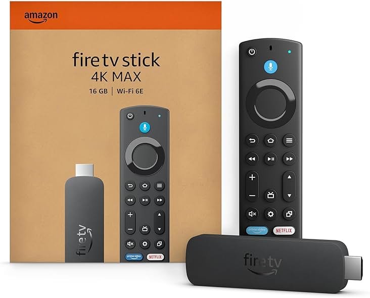 Amazon Fire TV Stick 4K Max (newest model), streaming device, with AI-powered Fire TV Search, supports Wi-Fi 6E, free & live TV without cable or satellite, find shows faster with Alexa+ - Product Image