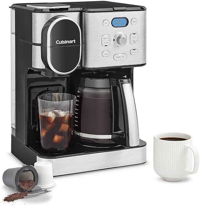Cuisinart 12-Cup Coffee Maker, Single-Serve Brewer Glass Carafe, Automatic Hot & Iced Coffee Machine, Brew Strength Control and Pause, SS-16, Stainless Steel - Product Image