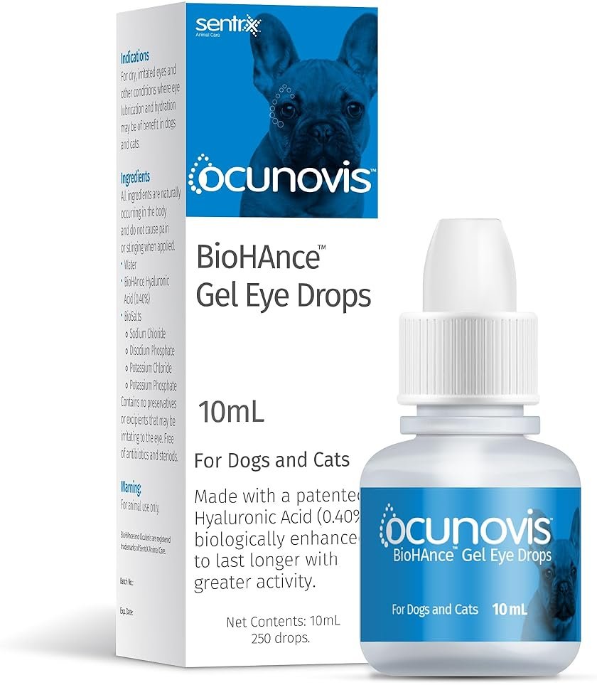 Sentrx Ocunovis Gel Eye Drops for Dogs & Cats, Eye Lube for Dogs Allergy Relief Lubricant, Dogs with Dry Eyes, Artificial Tears, 10 ml - Product Image