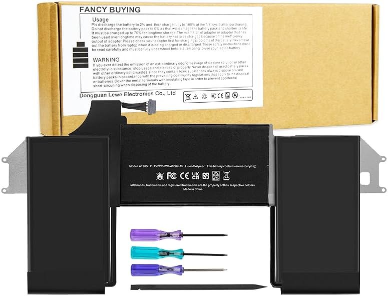 A1965 Laptop Battery for MacBook Air 13" Retina A1932 (2018 2019, Early 2020) A2179 EMC 3184 3302 MacBook Air8,1 8,2 9,1 MRE82 MRE92 MVFH2 MWTJ2 MVH22 MVFM2 MVFK2 MREE2 MREC2 MREA2 MREF2 MUQT2 MUQU2 - Product Image