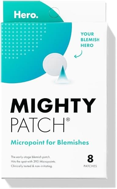 Mighty Patch Micropoint Large Hydrocolloid Pimple Patches for Face Blemishes from Hero Cosmetics, Acne Stickers for Early Stage Zits & Hidden Pimples, 395 Proprietary Micropoints, 8 Count - Product Image