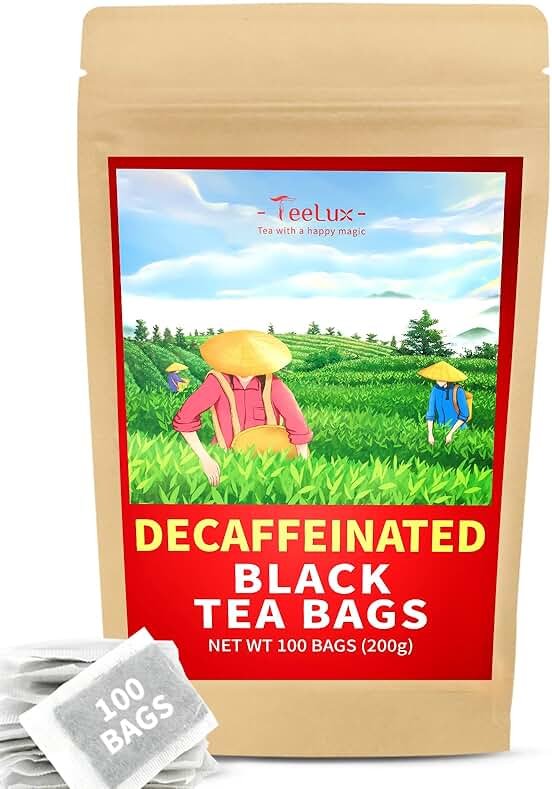TeeLux Decaf Black Tea Bags, Smooth & Full-Bodied Taste, Premium Decaffeinated Black Tea, 100 Count - Product Image