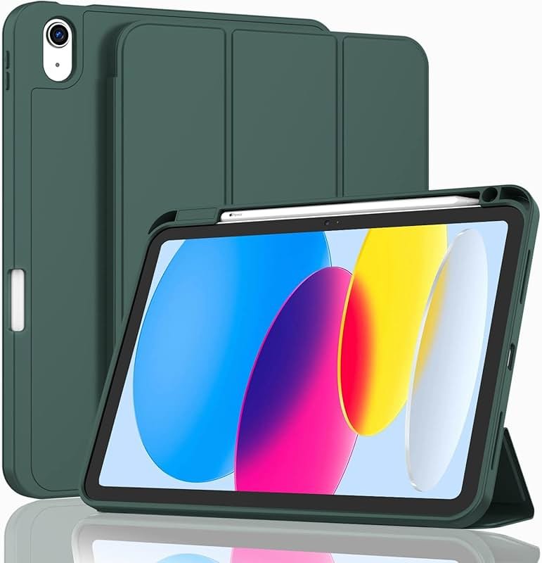ZryXal iPad (A16) Case/iPad 10th Generation Case [11-Inch 2025/10.9 Inch 2022] with Pencil Holder, Smart Cover with Soft TPU Back [Support Auto Wake/Sleep] (New Midnight Green) - Product Image