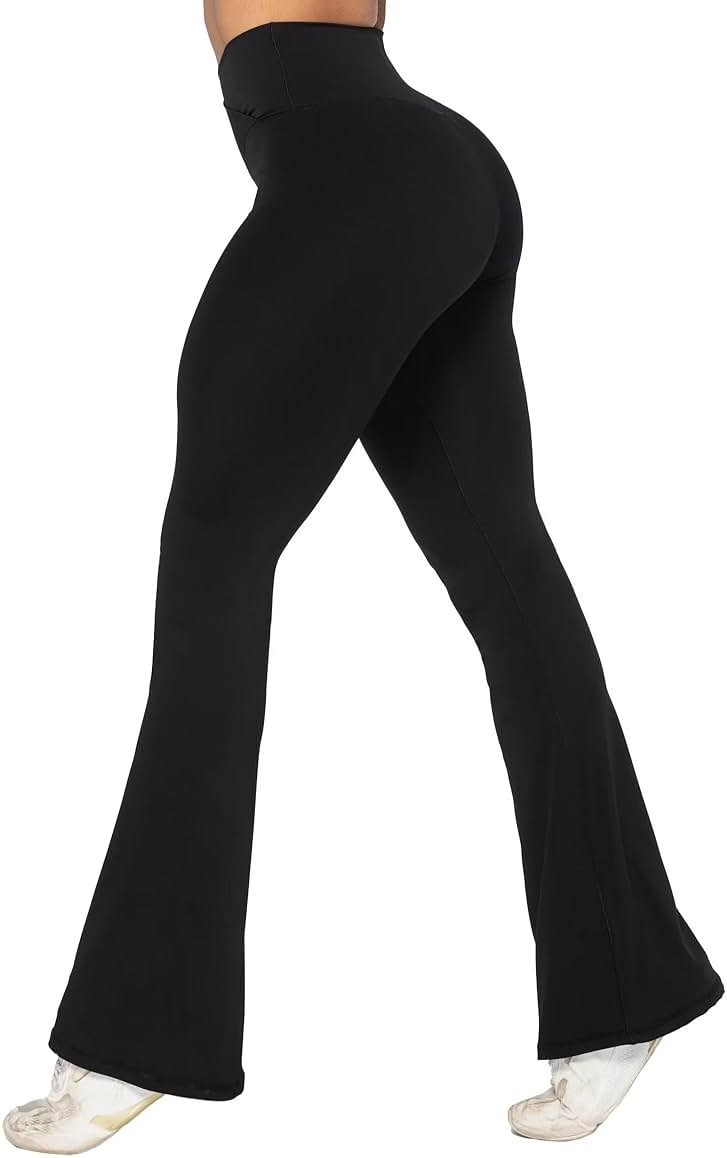 Sunzel Womens Flare Leggings No Front Seam Flare Yoga Pants with Tummy Control Crossover High Waist - 28" / 30" / 32" / 34" - Product Image