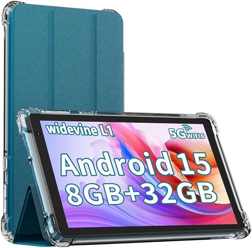 IWEGGO Android 14 Tablet with Case, 7 Inch 8GB RAM+32GB ROM/ 1TB Expandable Computer, 5MP Camera Tablets, 1.6Ghz Quad-core Processor, 3000mAH Battery Tablet PC, 5G WiFi, Games 7'' Android Laptop Blue - Product Image