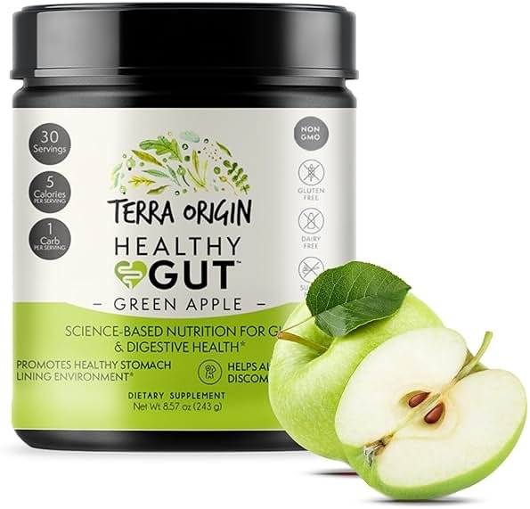 Healthy Gut Green Apple | 30-Servings with L-Glutamine, Zinc, Glucosamine, Slippery Elm Bark, Marshmallow Root and More! - Product Image