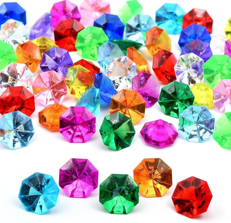 60pcs Acrylic Diamond Gems Pirate Plastic Gems Large Acrylic Gems Jewels Bulk Treasure Chest Hunt Party Favors 25 Carat (Multicolor) - Product Image