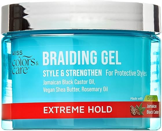 KISS COLORS & CARE Braid Gel Extreme Hold, 6 oz -Nourishing, Adds Shine, Moisture Boosting, Long Lasting Hold, For All Hair Types, Style and Stregthen, For Protective Styles - Product Image