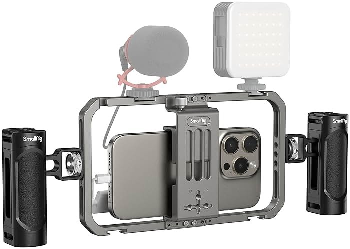 SmallRig Universal Phone Cage, Smartphone Video Rig Kit with Handles, Handheld Filmmaking Vlogging Case Stabilizer for Videomaker, for iPhone 17/16/15 for Samsung for Pixel and Other Android Phones - Product Image